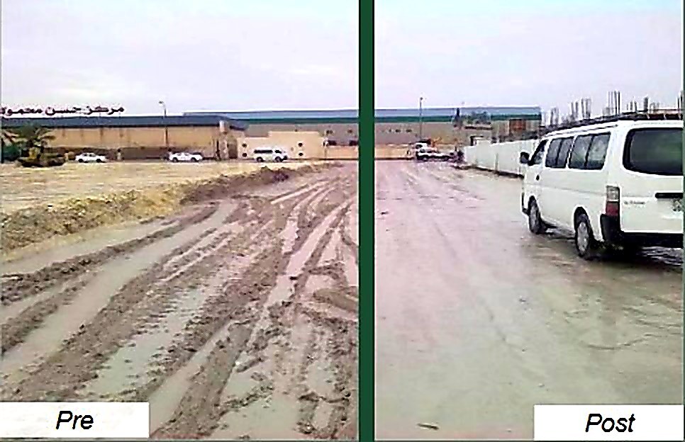 Bahrain marl road Pre and Post T-PRO® stabilization comparison, Tubli, Bahrain