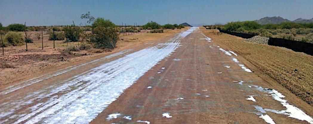 Solar farm access road dust control, Phoenix Arizona — T-PRO® polymer seal coat